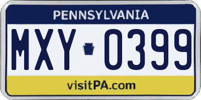 PA license plate MXY0399