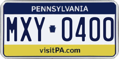 PA license plate MXY0400