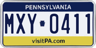 PA license plate MXY0411