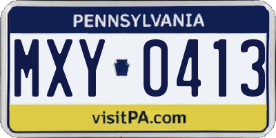 PA license plate MXY0413