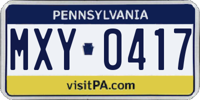 PA license plate MXY0417