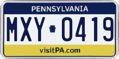 PA license plate MXY0419