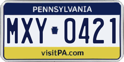 PA license plate MXY0421