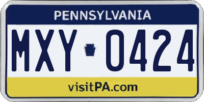 PA license plate MXY0424