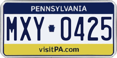 PA license plate MXY0425