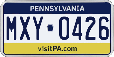 PA license plate MXY0426