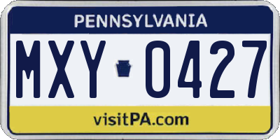 PA license plate MXY0427