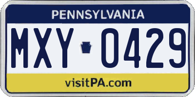 PA license plate MXY0429