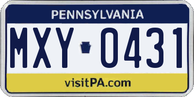 PA license plate MXY0431