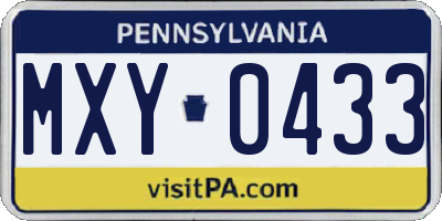 PA license plate MXY0433