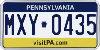 PA license plate MXY0435