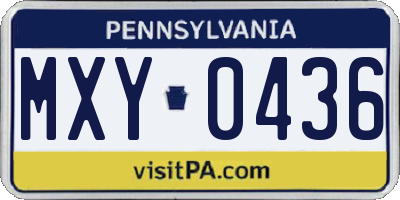 PA license plate MXY0436