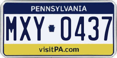 PA license plate MXY0437