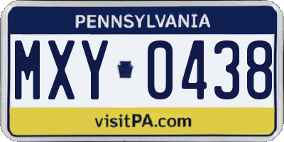 PA license plate MXY0438