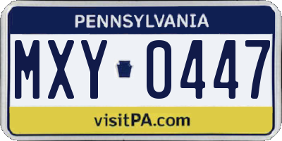 PA license plate MXY0447