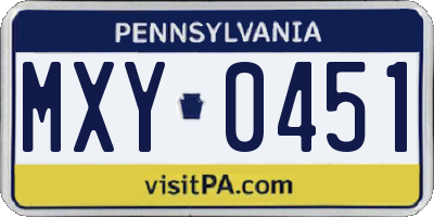 PA license plate MXY0451