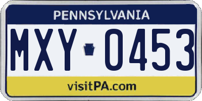 PA license plate MXY0453