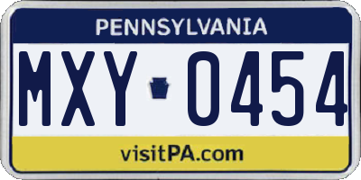 PA license plate MXY0454