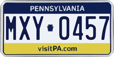 PA license plate MXY0457