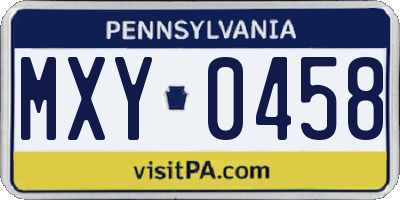 PA license plate MXY0458