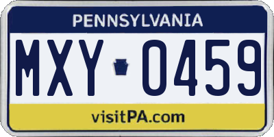 PA license plate MXY0459