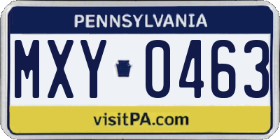 PA license plate MXY0463