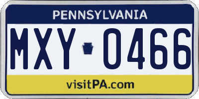 PA license plate MXY0466
