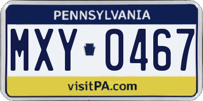 PA license plate MXY0467