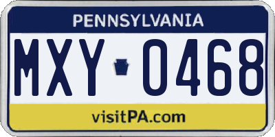 PA license plate MXY0468