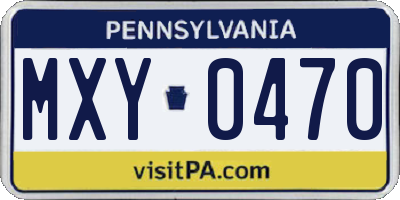 PA license plate MXY0470