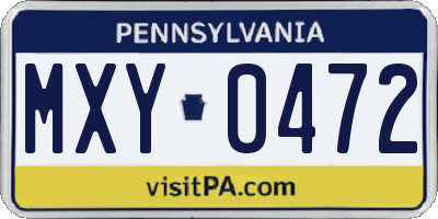 PA license plate MXY0472