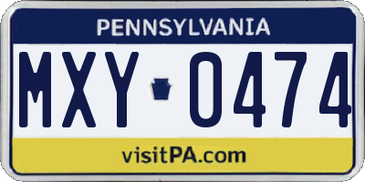 PA license plate MXY0474
