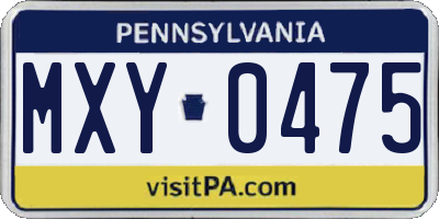 PA license plate MXY0475