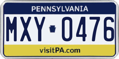 PA license plate MXY0476