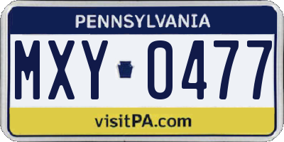 PA license plate MXY0477