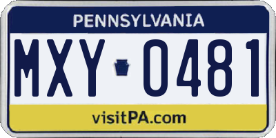 PA license plate MXY0481