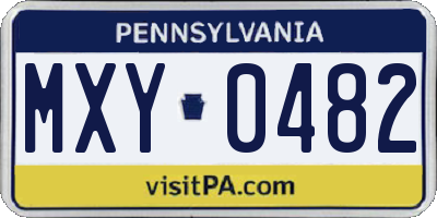 PA license plate MXY0482