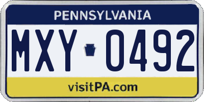 PA license plate MXY0492