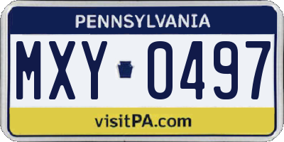 PA license plate MXY0497