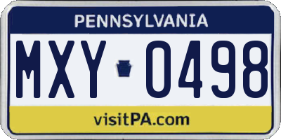 PA license plate MXY0498