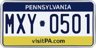 PA license plate MXY0501