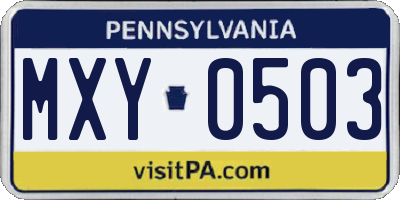 PA license plate MXY0503