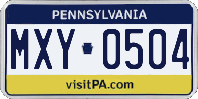 PA license plate MXY0504