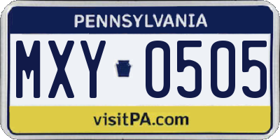 PA license plate MXY0505