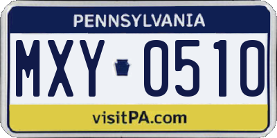 PA license plate MXY0510