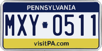 PA license plate MXY0511