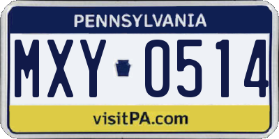 PA license plate MXY0514