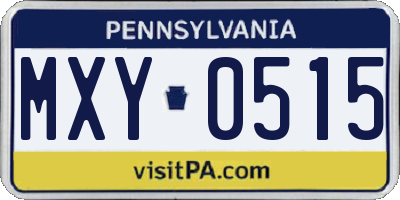 PA license plate MXY0515