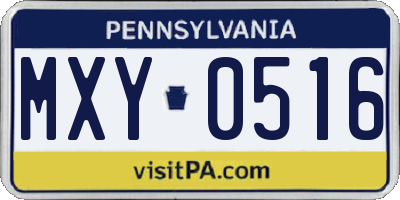 PA license plate MXY0516