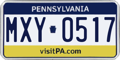 PA license plate MXY0517